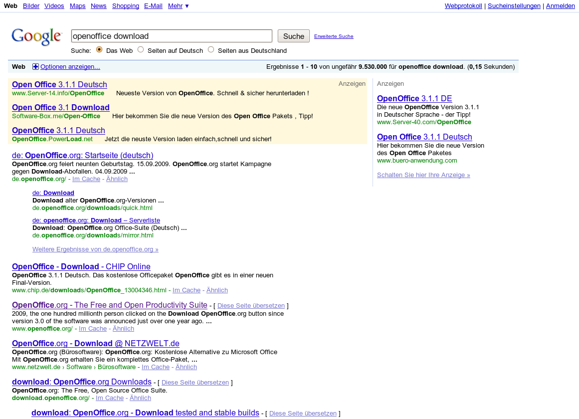 Google-Suche-2010-01-02 Top of Software Screenshot